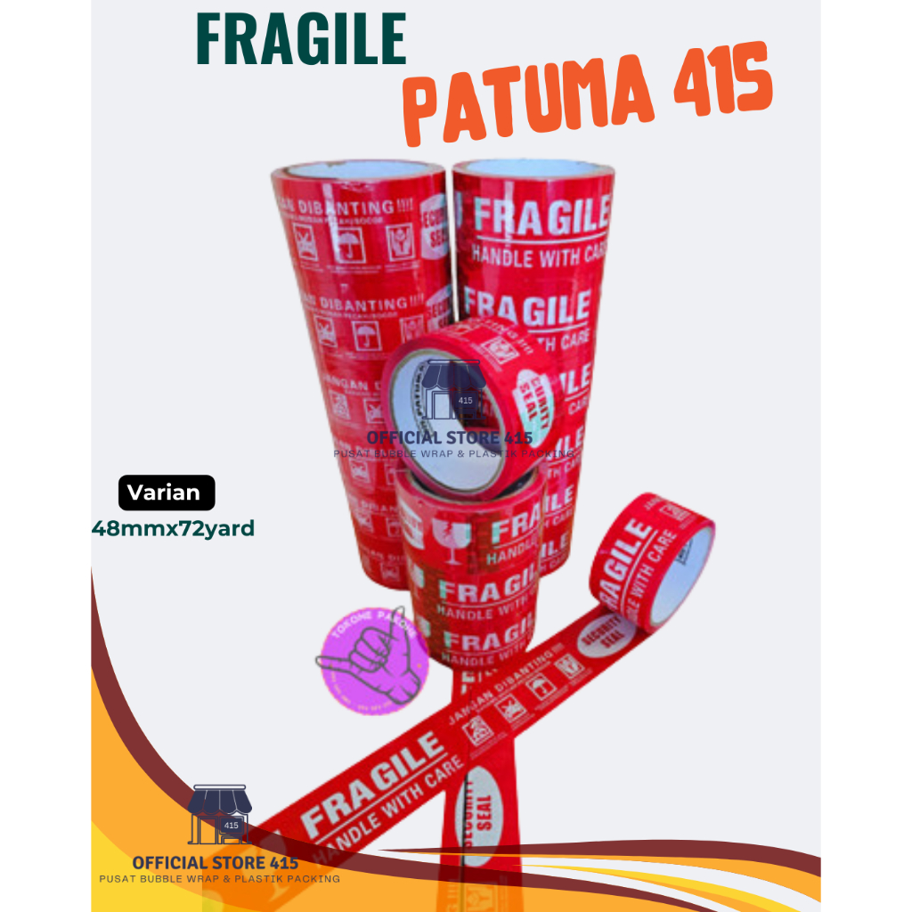 

Solasi Lakban Fragile Merah Putih Ecer T7 45mmx72yard Selotip Anti Pecah