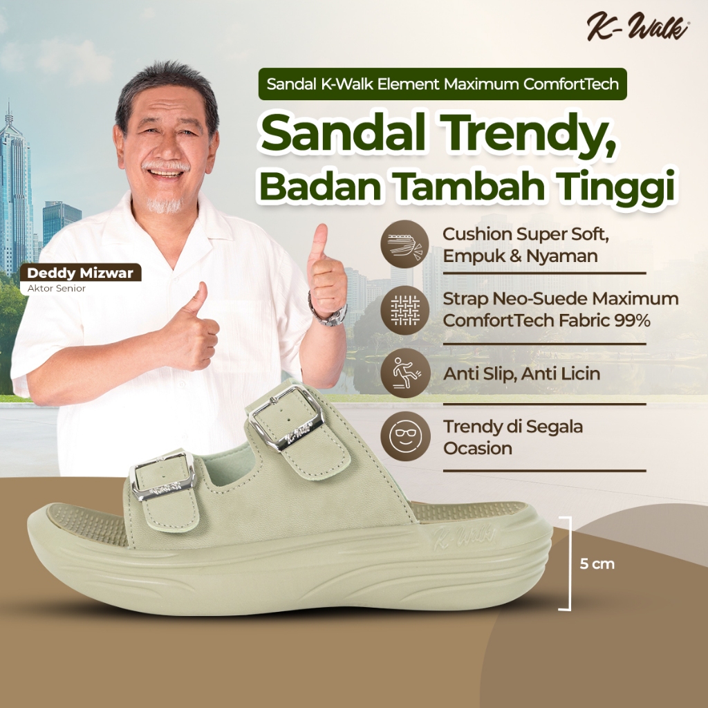 K-Walk Element Sandal Casual Pria Wanita Kwalk Energy Greece Sandal Terapi Getar Magnetik