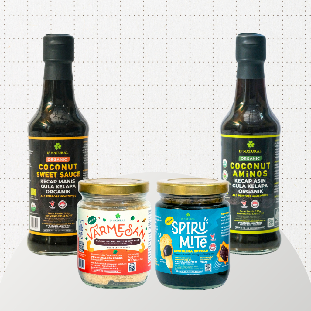 

Paket Bundling Clean Kitchen (Coconut Aminos + Coconut Sweet Sauce + Varmesan + Spirumite)