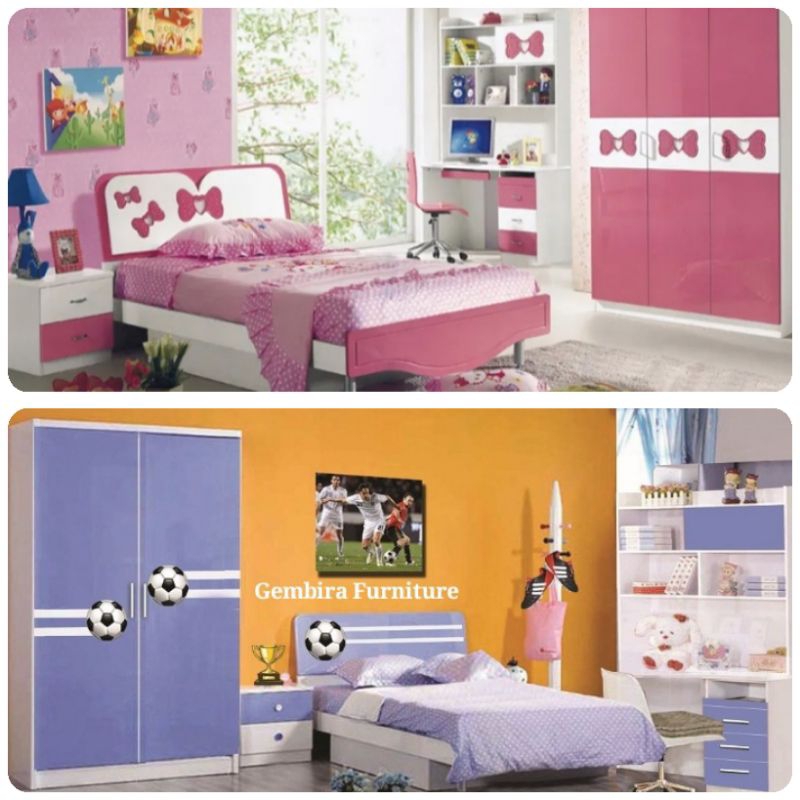 kamar anak set kasur nakas lemari meja belajar kids Dipan premium ranjang tempat modern minimalis ti