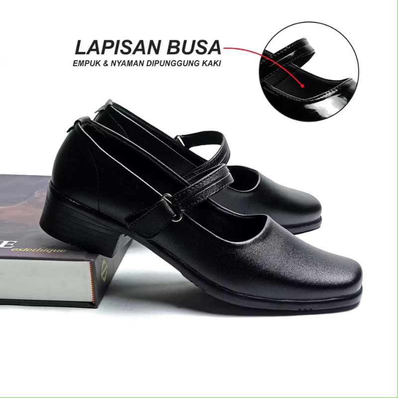 SEPATU PANTOFEL WANITA HAK 3CM/ SEPATU SEKOLAH PAKIBRA