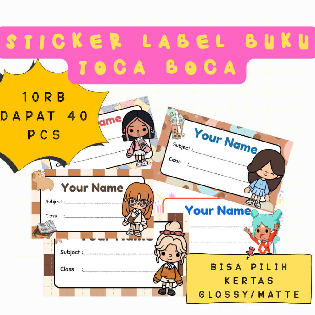 

Stiker Label Buku Toca Boca 10RB Dapat 40 Pcs