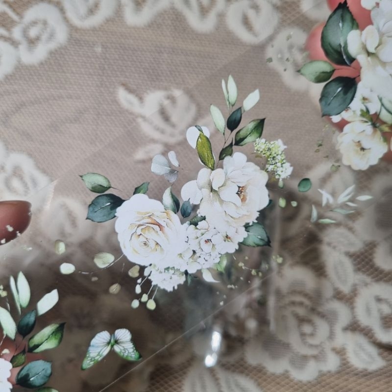 

YI ER WHITE TRIBUTE ROSE stiker bunga cantik mawar putih