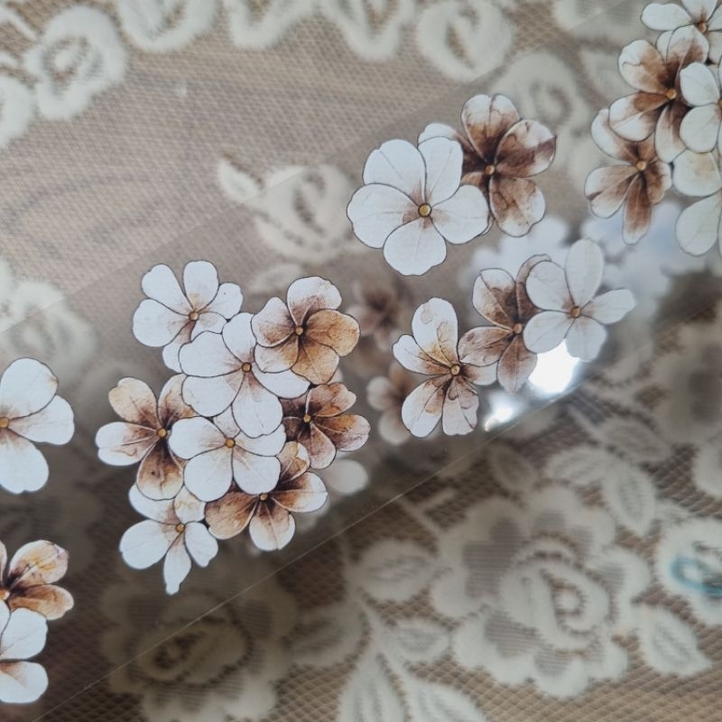 

YI ER DUSK VINTAGE stiker bunga cantik cokelat krem