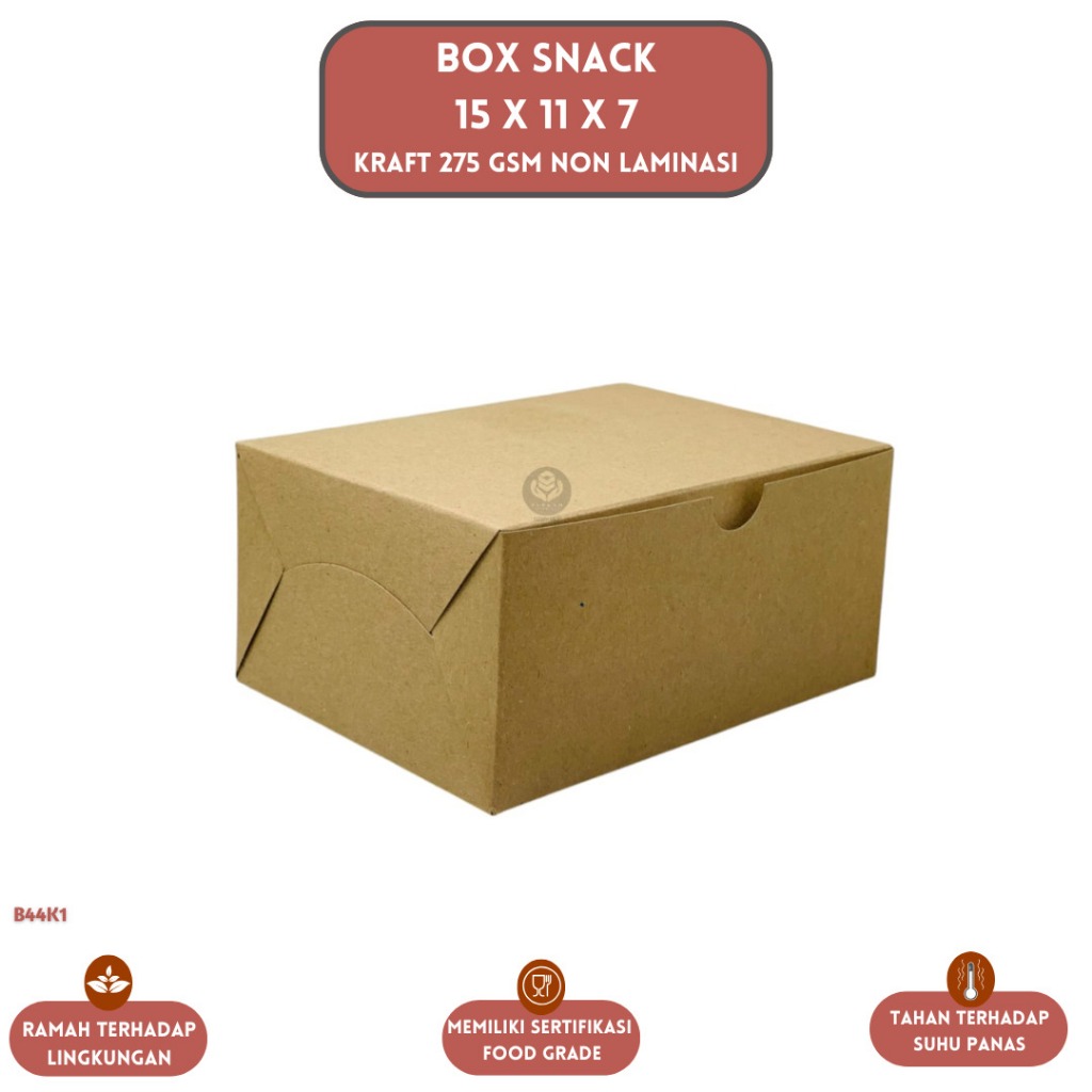 Dus Snack 15x11 Kraft275 Gsm Dus Kue Box Snack (B.44K1)