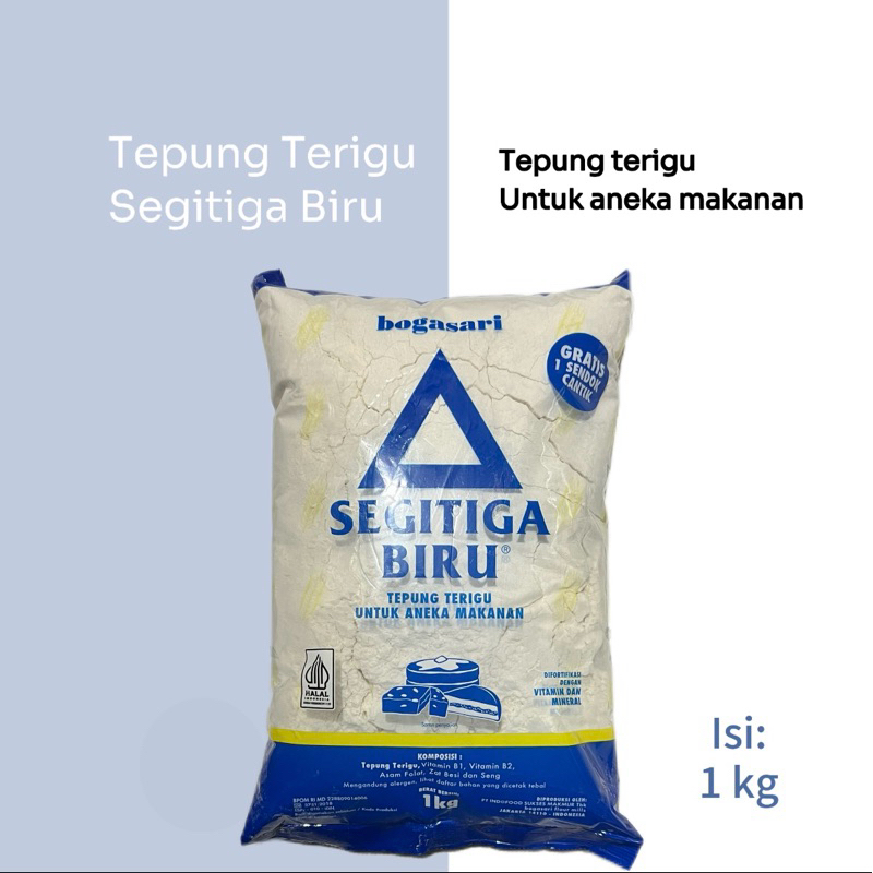 

Tepung Terigu Serbaguna - Terigu Segitiga Biru Kemasan 1 kg