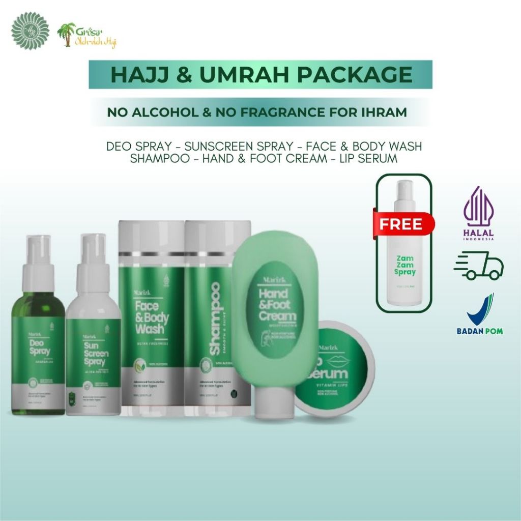 Marizk Hajj & Umrah Package - Paket Haji dan Umroh - Hand and Foot Cream, Face and Body Wash, Shampo