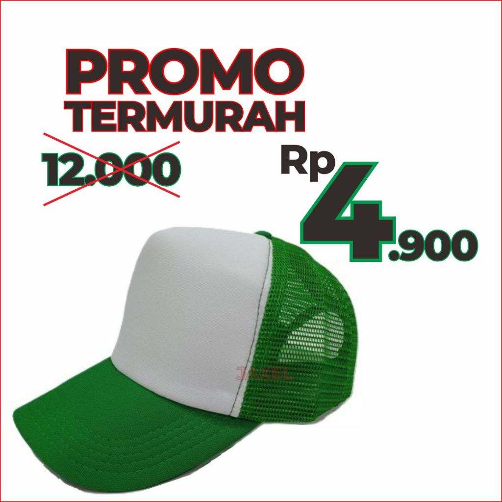 Topi Trucker Topi Jaring Putih HIjau Topi Baseball Putih Hijau Termurah se Indonesia Promo Sale Mere