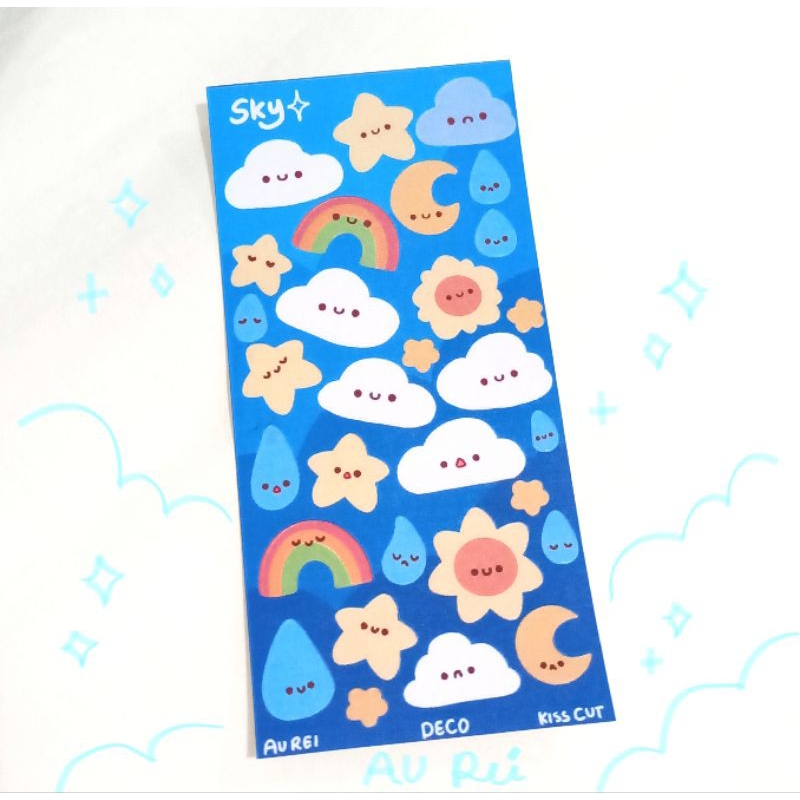 

Cute SKY waterproof sticker sheet | sudah cutting stiker Deco laptop jurnal | original design by au rei