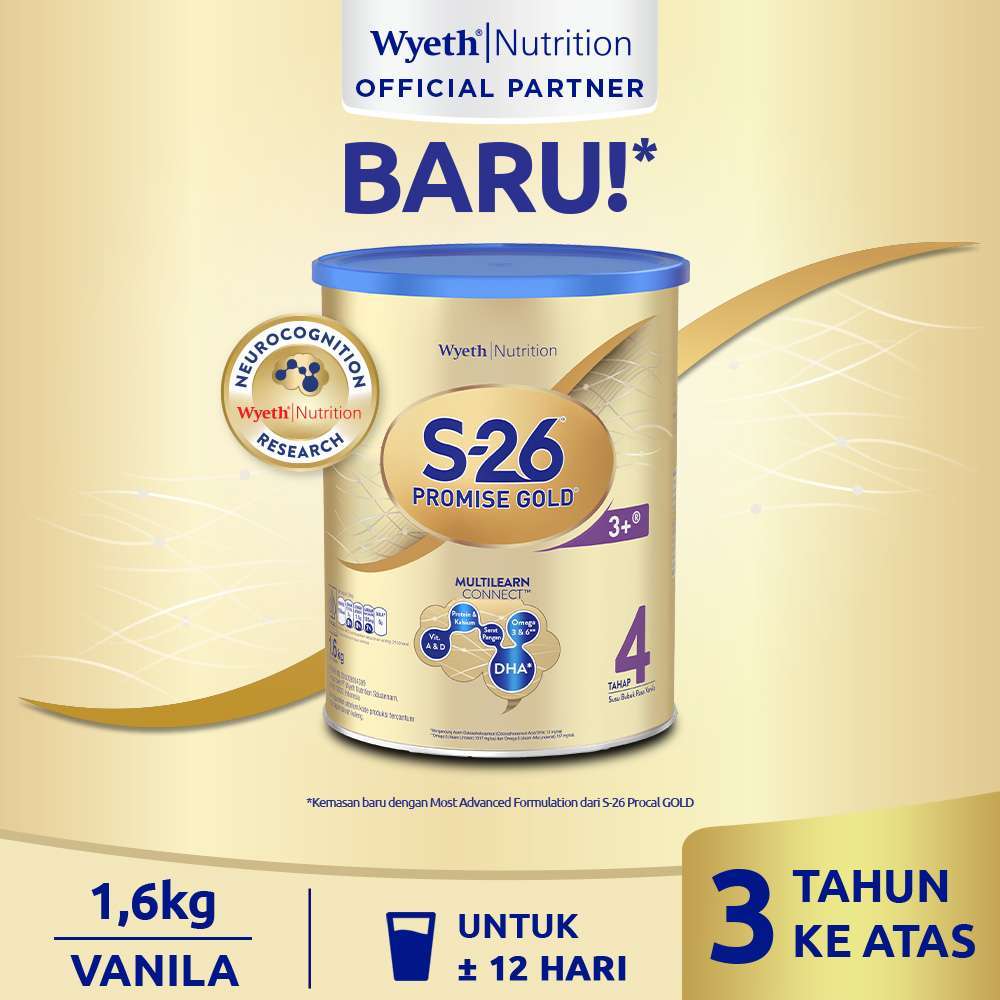 

S-26 Promise GOLD Tahap 4 Vanila Susu Pertumbuhan Anak Usia 3-12 Tahun Kaleng 1600gr