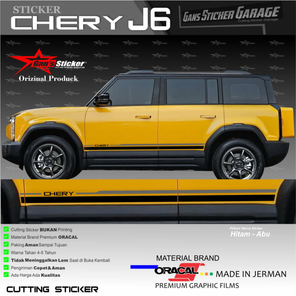 Gan's Sticker Chery J6 Original Product Aksesoris Chery J6