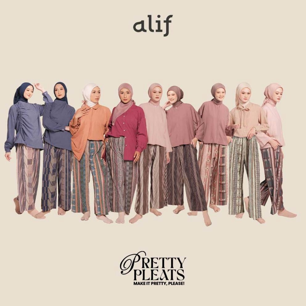 KODE G93J Alif Modern Wear  Pretty Pleats Celana Kulot Pleats PlisketMotif  Preppy Mix Stripe Collec