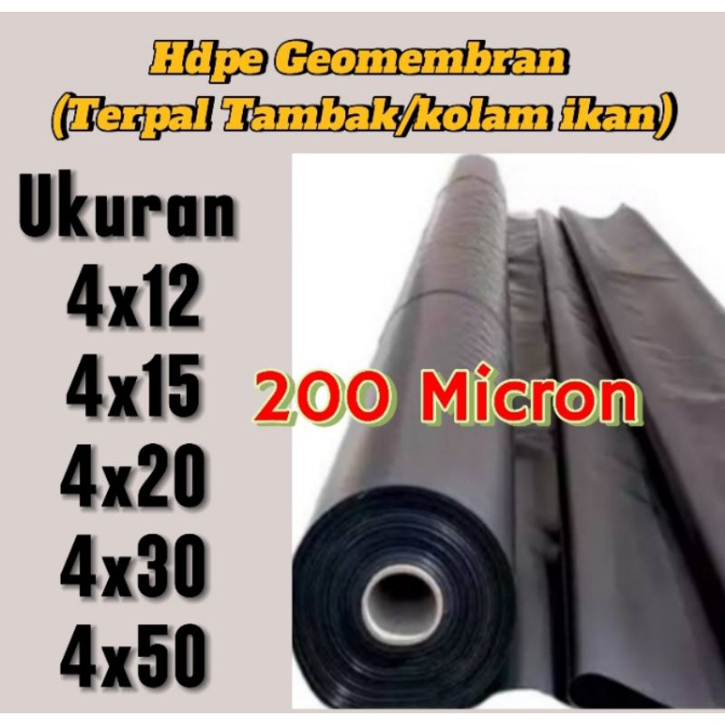 Hdpe Geomembran 200 Micron Berbagai ukuran ( kolam ikan )