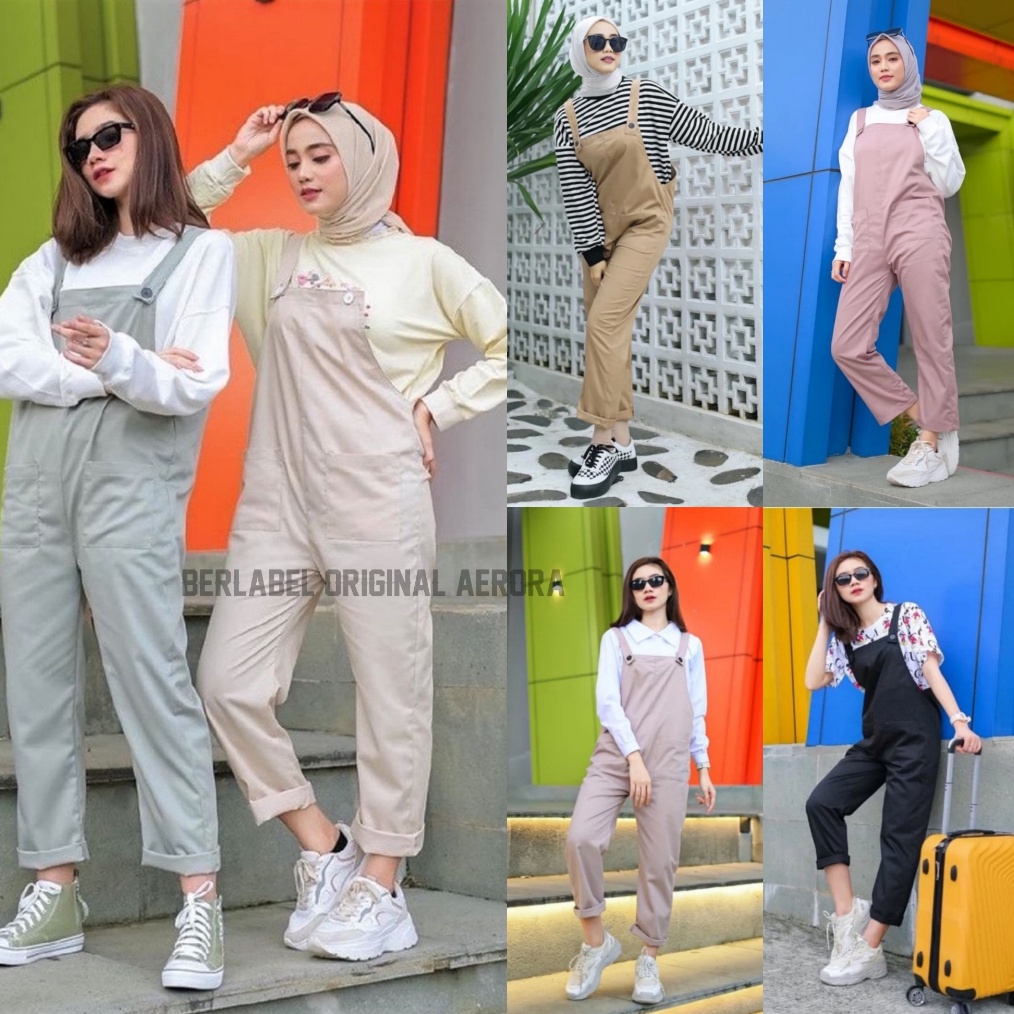 KODE N83E Aerora Baju Kodok Overall Overal Wanita Polos Katun American Drill Premium Terbaru Korean 