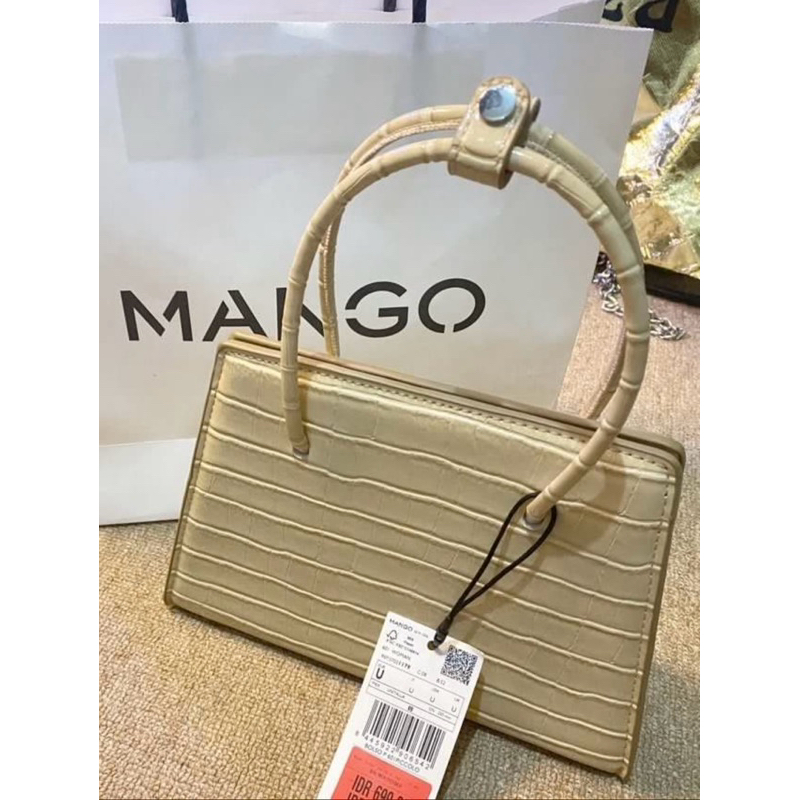 Preloved - MANGO Tas Sling Bag Handbag Mango Croco Glossy Cream