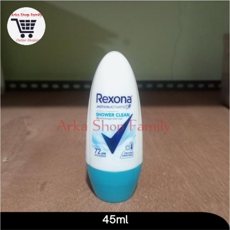 REXONA Deodorant Roll On Shower Clean 45ml Deodoran 72 Jam Kesegaran