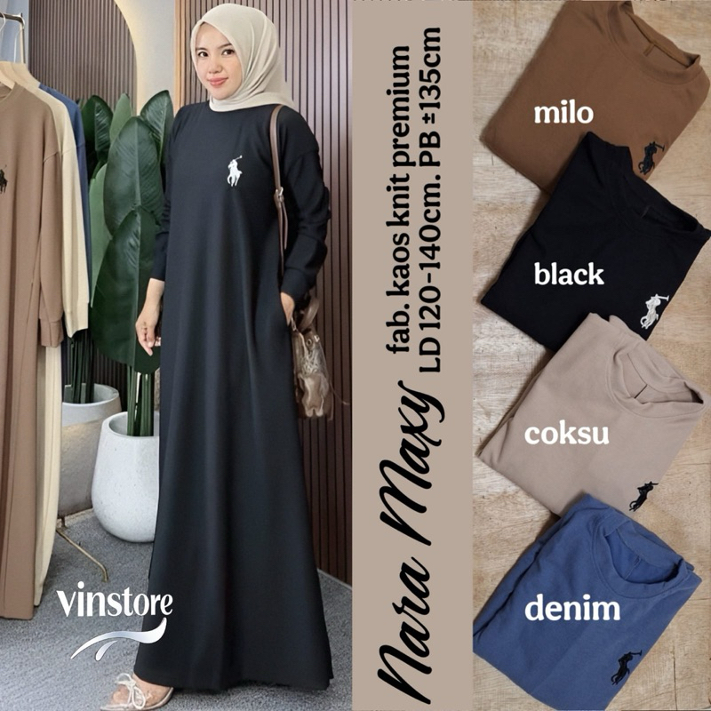 NARA MAXY – Gamis Polo Knit Premium Nyaman Dipakai Seharian