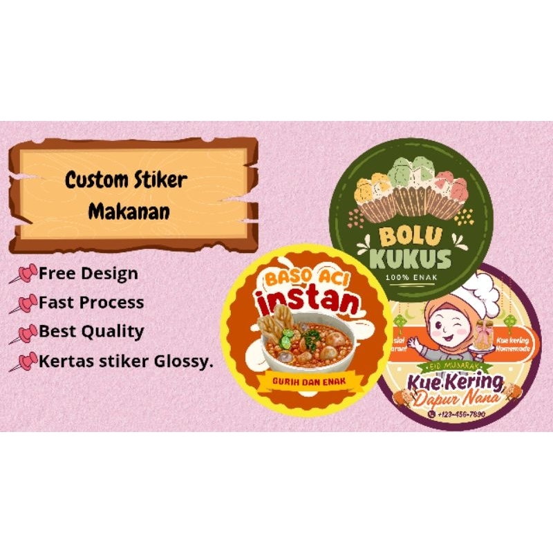 

Cetak Stiker/sticker/Logo/gambar/desain/nama/label. ( Makanan/camilan/cemilan/nama/produk/produck)