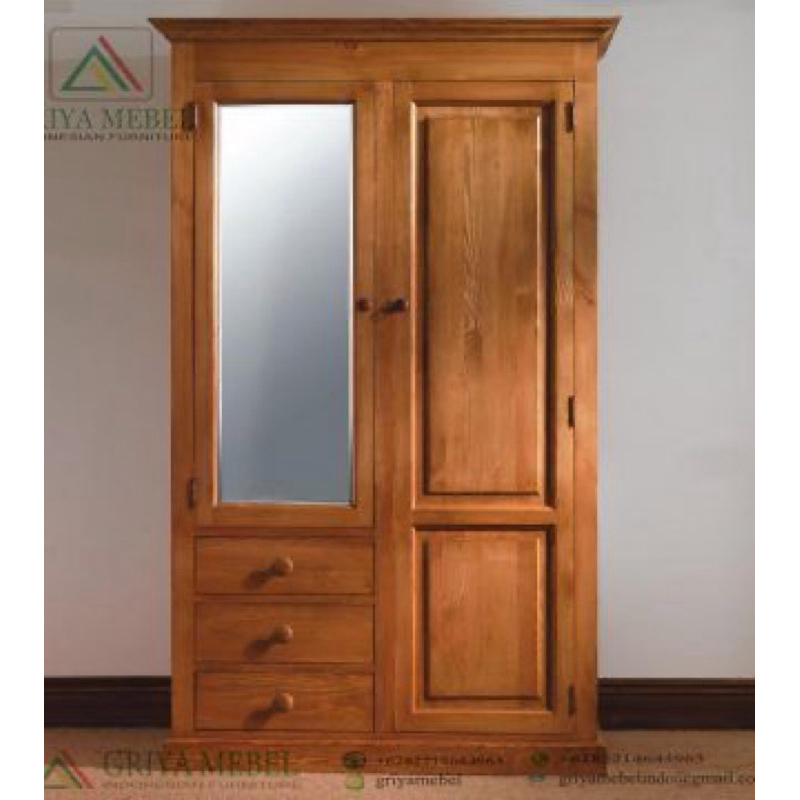 Lemari Kayu | 2 Pintu | 3 Laci