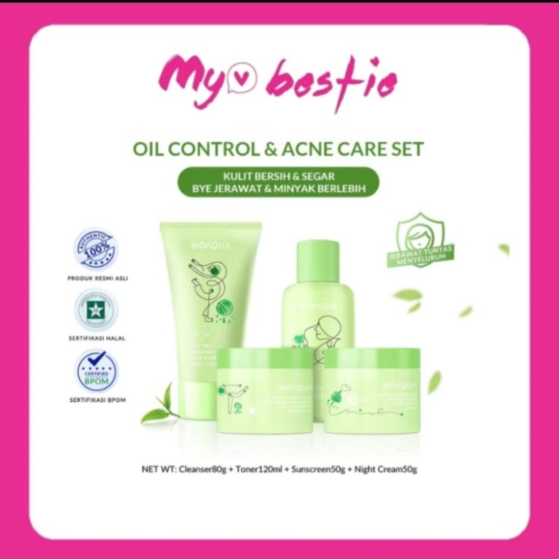 GOOD PRICE // BIOAQUA BUNDLE 4 PCS OIL CONTROL & ACNE CARE SET FOR TEEN SKIN AT SUNSCREEN PROTECT...