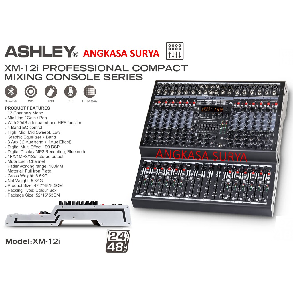MIXER ASHLEY XM12i ORIGINAL / MIXER AUDIO 12 CHANNEL ASHLEY XM12i