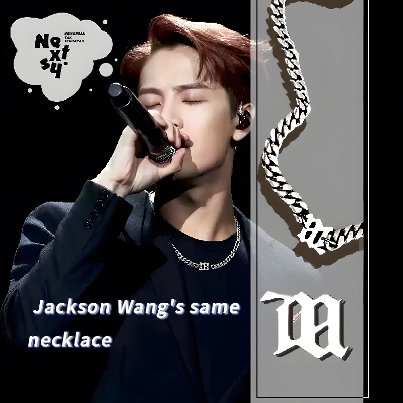 [READY] Nextsy  Kalung Liontin Huruf M Hip Hop KALUNG RANTAI TITANIUM PERAK Pria Rantai Kuba Sederha