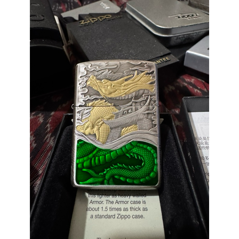 Zippo Rare Golden Dragon and Koi Fish 5 Sisi New Original Autentic
