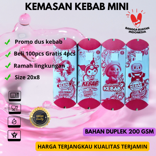 

Bungkus Kebab Mini Kartun , Kemasan Dus Kebab 1 Warna Merah , Kertas Box Kebab Berkualitas isi 50 pcs