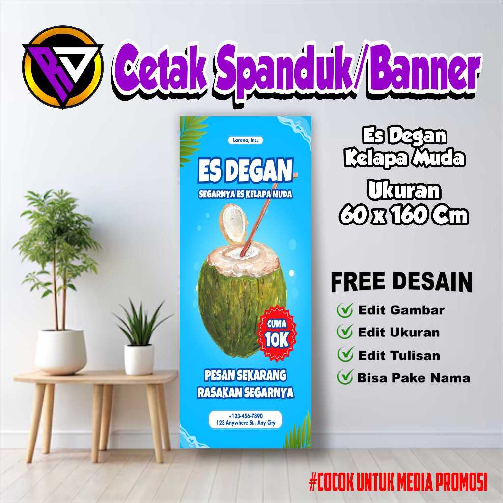 SPANDUK BANNER ES DEGAN KELAPA MUDA