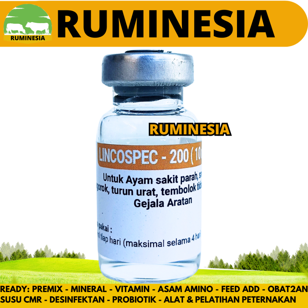 LINCOSPEC 10ML - Obat Ayam Infeksi CRD Snot Ngorok Korisa Berak Hijau Berak Putih
