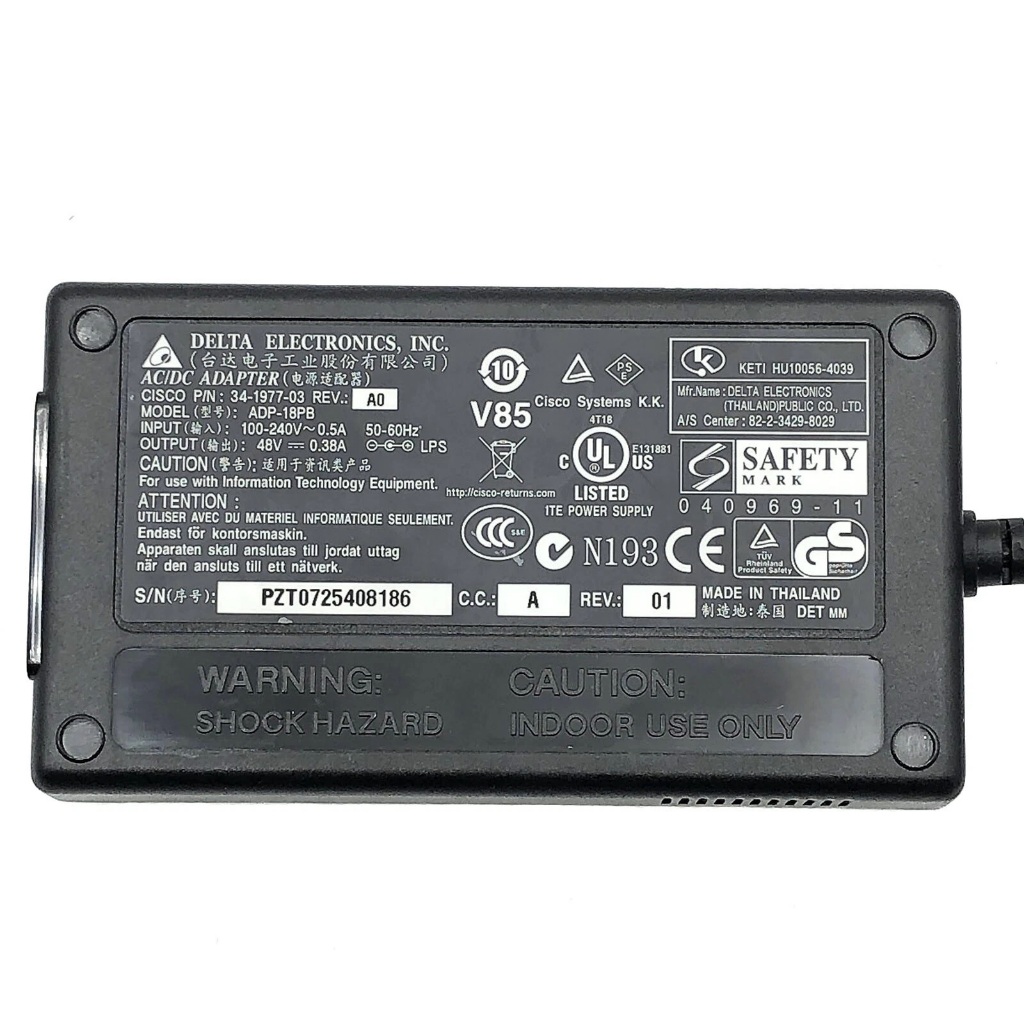 ADAPTOR 48V 0.38A ORIGINAL DELTA DAN CISCO