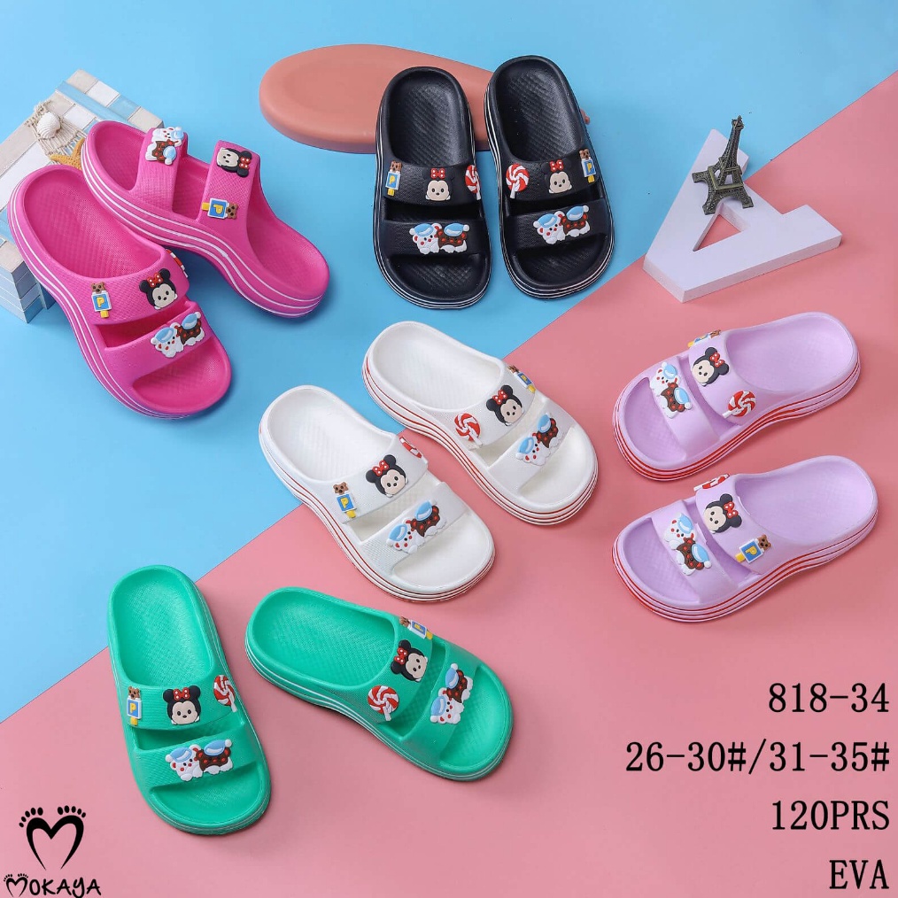 KODE L67S Sandal Slop Anak Perempuan Sandal Anak Perempuan Jibbitz Minnie Mouse Sendal Fuji Anak Ter