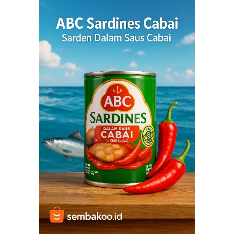 

ABC Sardines Cabai 425g | Sarden Pedas Siap Saji Kaya Omega 3 & Protein - Sembakoo.id