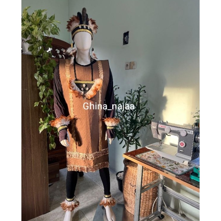 Kostum DayakPapua Modern DEWASA Kostum KarnavalTari Tanpa Manset  Legging