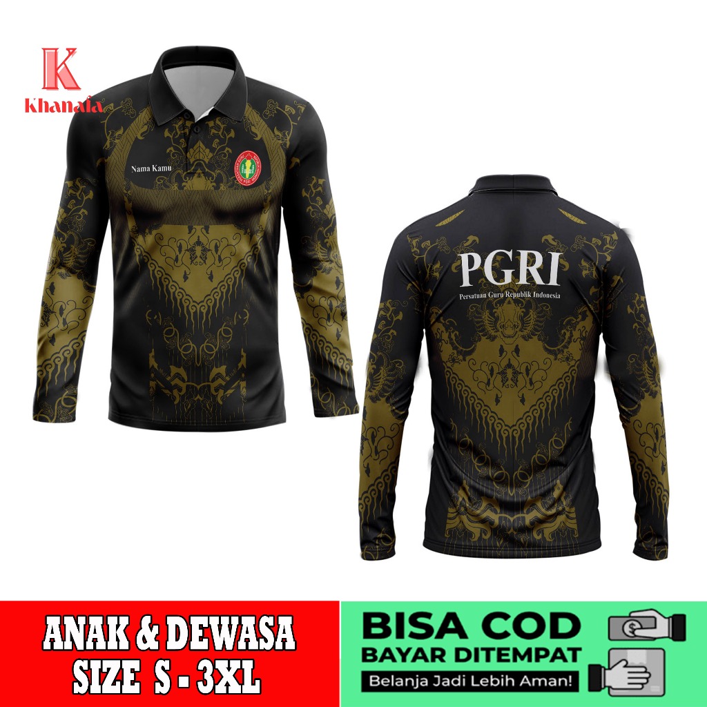Kaos Polo | Baju pgri | Kaos Polo Batik PGRI | Baju Guru Batik PGRI | Kaos Polo Motif Batik PGRI Ful