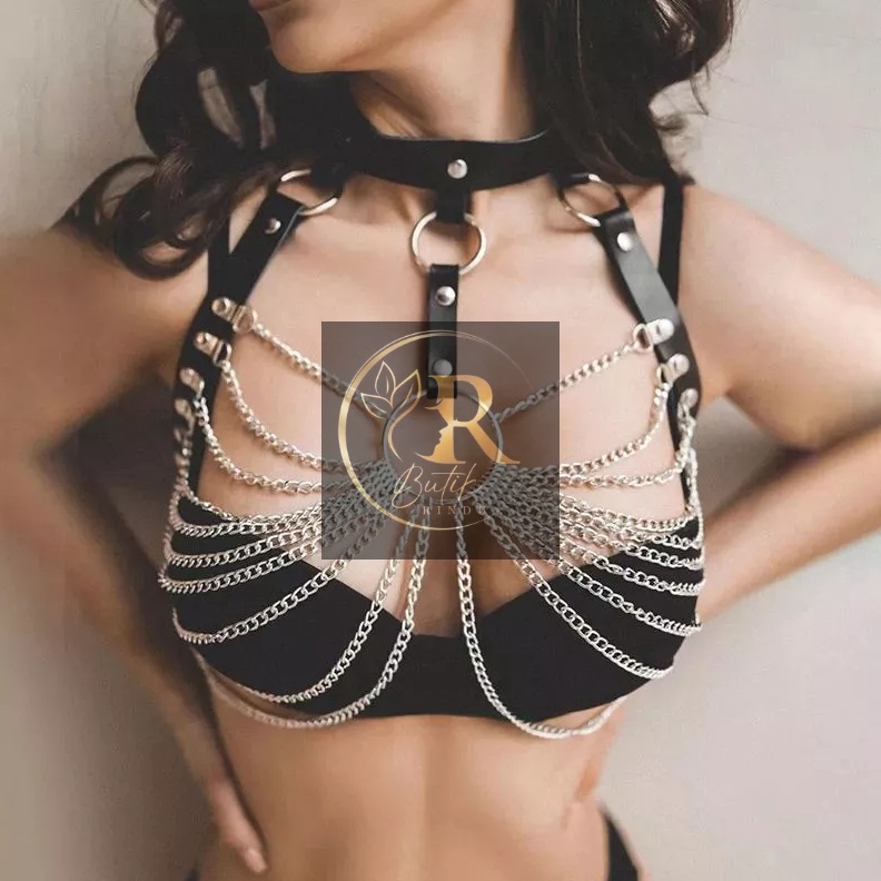 KODE L44W BUTIKRINDU FLO aksesoris fashion baju rantai chain Body belt harness harajuku choker Hallo