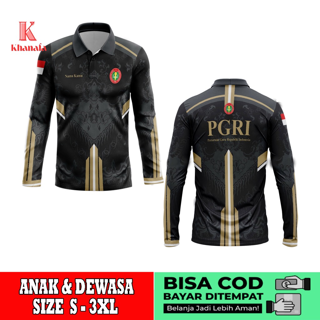 Kaos Polo | Baju pgri | Kaos Polo Batik PGRI | Baju Guru Batik PGRI | Kaos Polo Motif Batik PGRI Ful