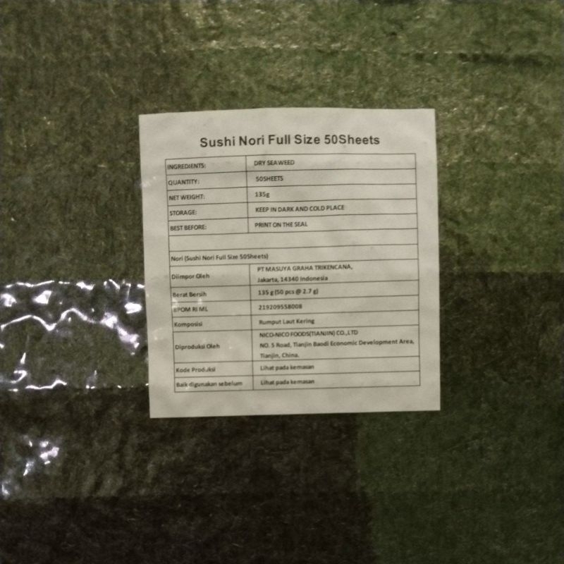 

Sushi Nori NICO Rumput Laut 50 Lbr