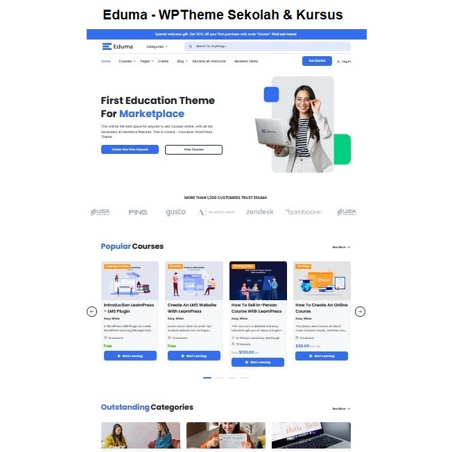 Eduma - Theme WordPress Premium Untuk Website Sekolah Universitas dan Kursus