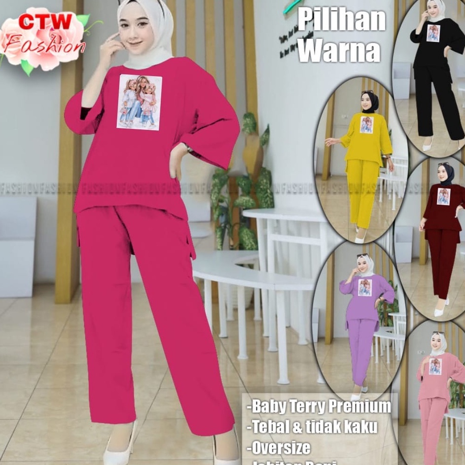 ONE SET WANITA KEKINIAN SETELAN BAJU DEWASA VIRAL BAJU SANTAI