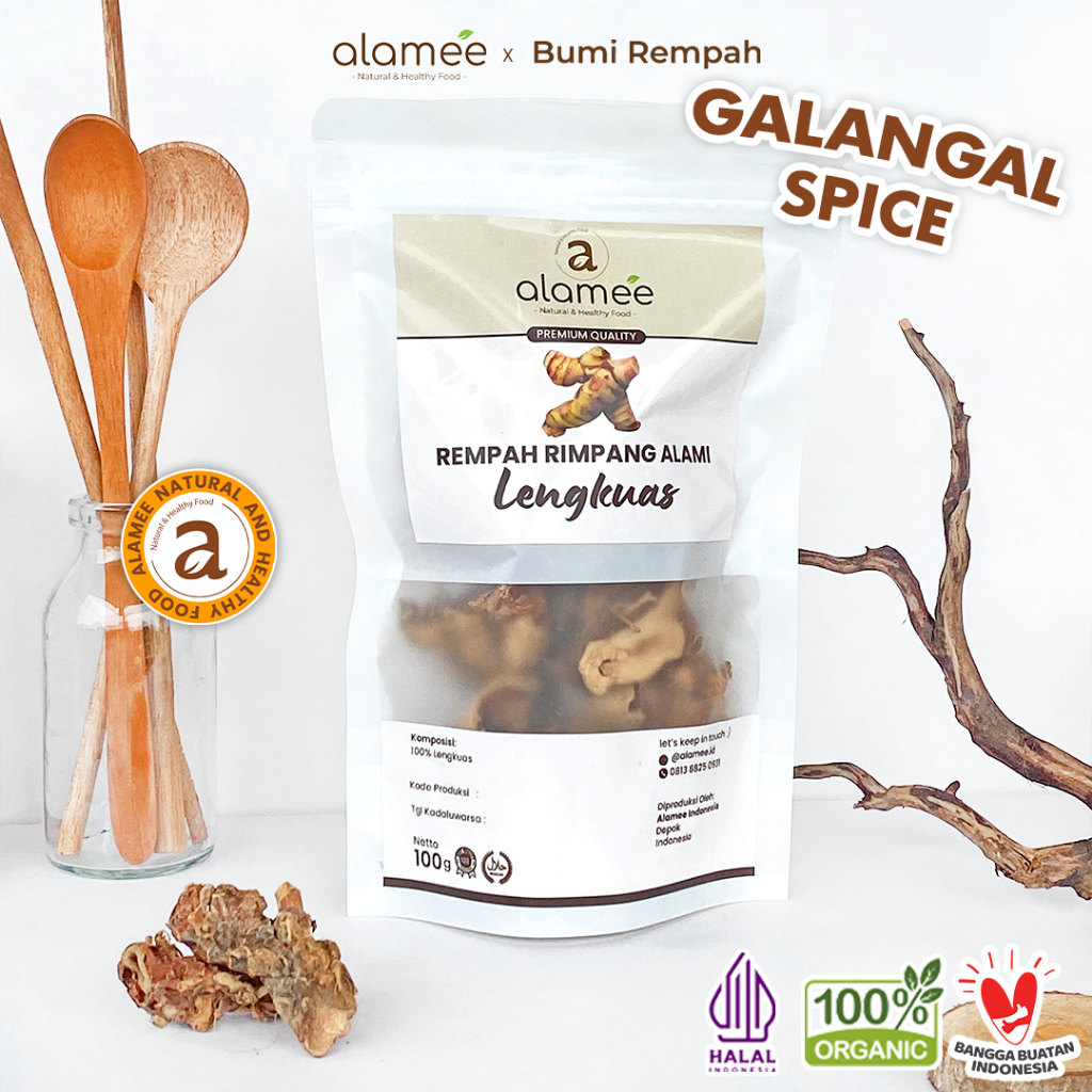 

ALAMEE Lengkuas Kering Dried Galangal Iris Rempah Organik Alami Bumbu Seasoning Masakan Masak 100gr