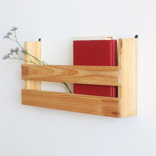 Rak Rack Holder Kayu Tempat Wadah Buku Komik Majalah Gantung Dinding Multifungsi