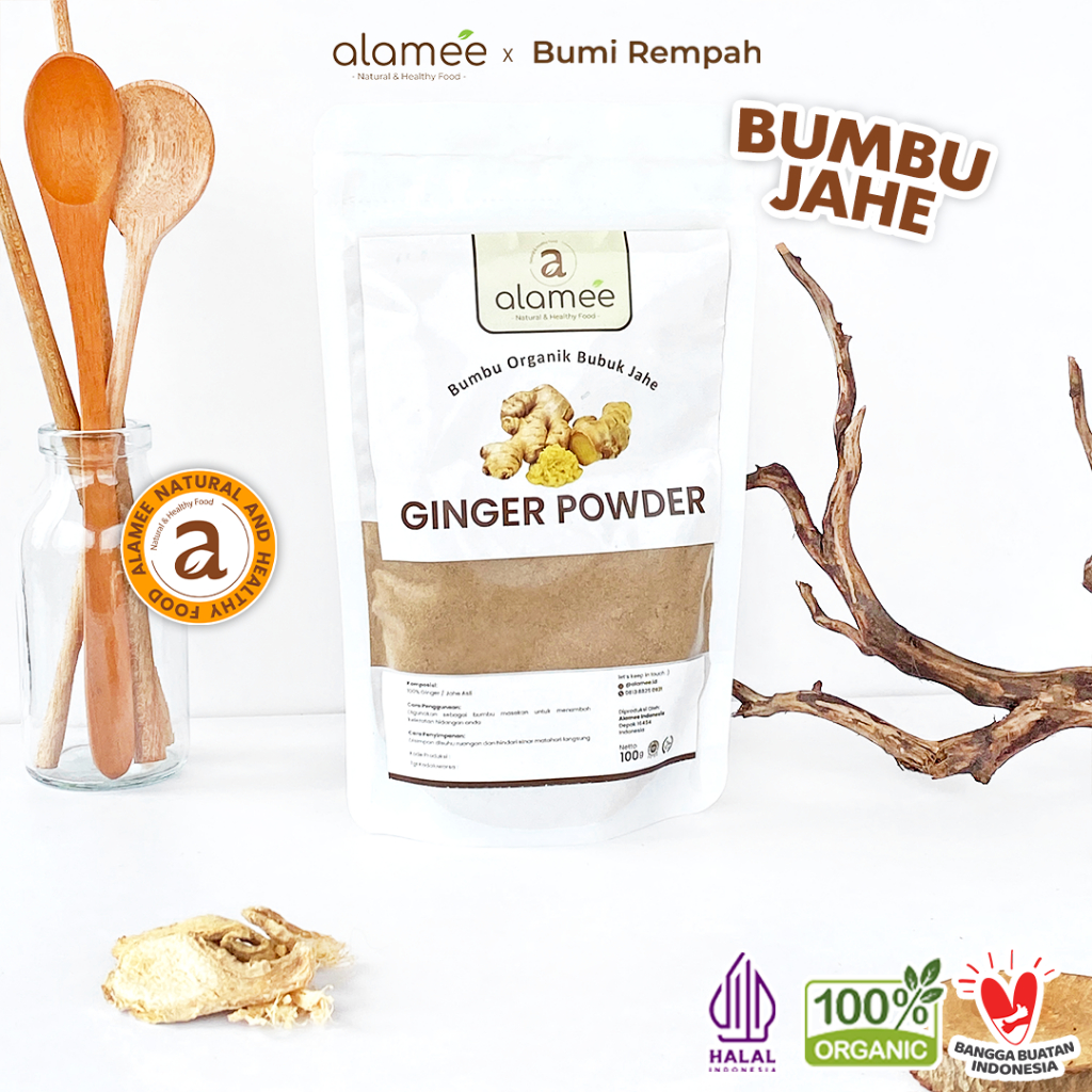 

ALAMEE Ginger Seasoning Powder Jahe Putih Bubuk Minuman Herbal Bumbu Masakan Dapur Instan 100g