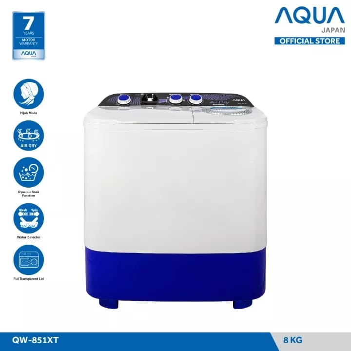 AQUA japan Mesin Cuci 2 tabung 8 kg QW-851XT QW851XT QW 851XT 851 XT - Khusus jabotabek