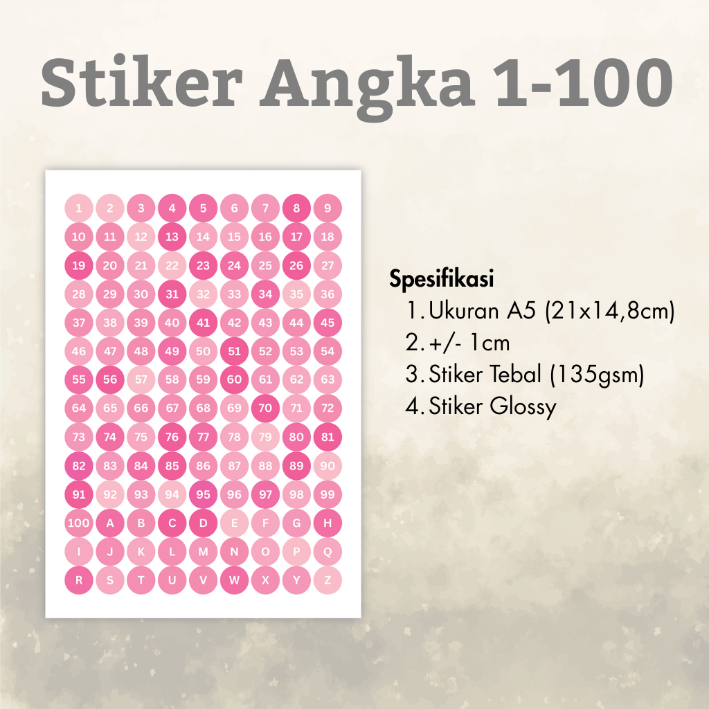 

Sticker 1-100 - Aesthetic Glossy Tebal Pastel Scrapbook Journal