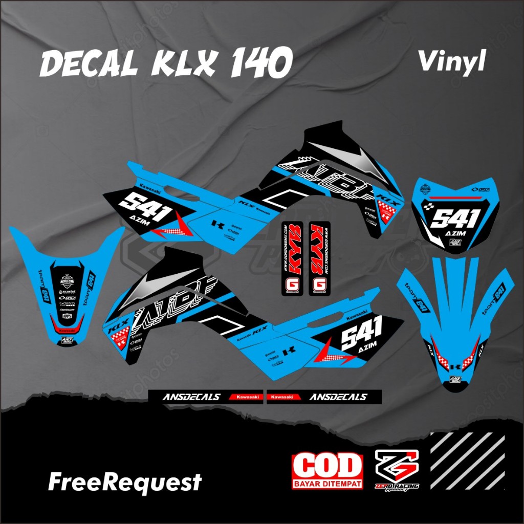 DECAL STICKER KLX 140 FULL BODY DECAL KLX 140  DECAL STIKER VARIASI KLX 140 NEW FREE REQUEST