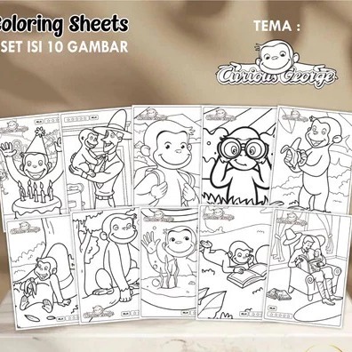 

KERTAS GAMBAR ANAK MEWARNAI KARAKTER CURIOUS GEORGE UKURAN A4 - COLORING SHEETS 1 SET ISI 10 GAMBAR