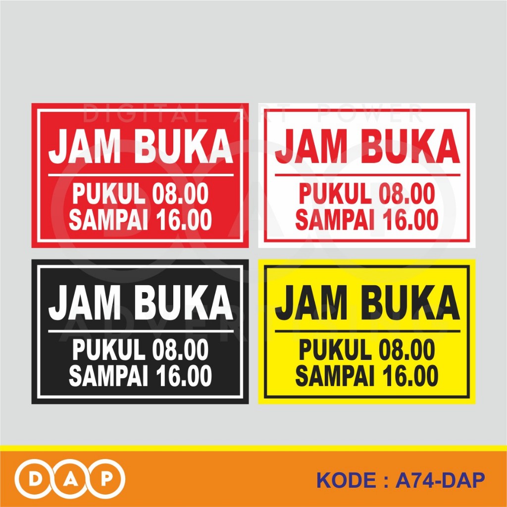 

A74 - Acrylic Sign, Stiker Akrilik Jam Buka Kantor, Toko atau Warung, Tahan Air, Bisa Custom