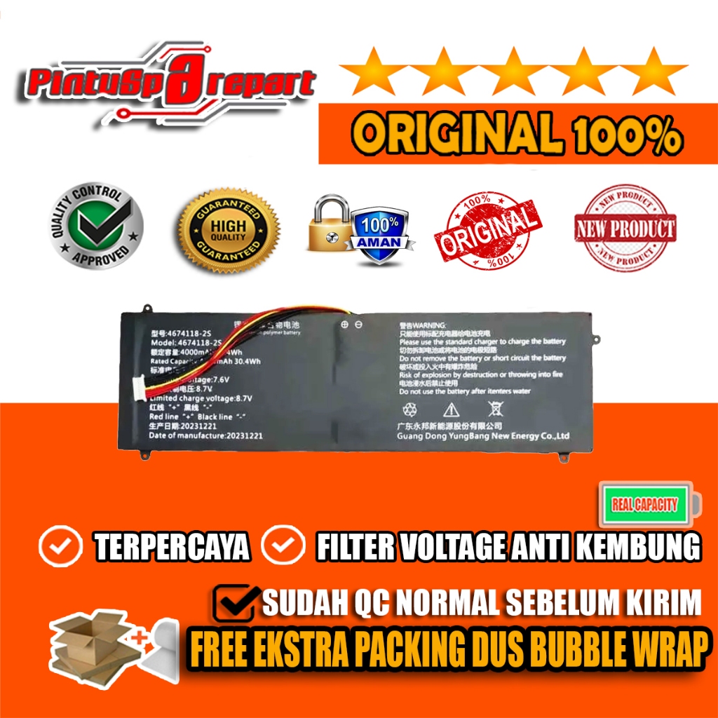 (Genuine New 4674118-2S) ORI Baterai Laptop Axioo Mybook 14 P401 P401Y 9-Kabel Original Asli Baru