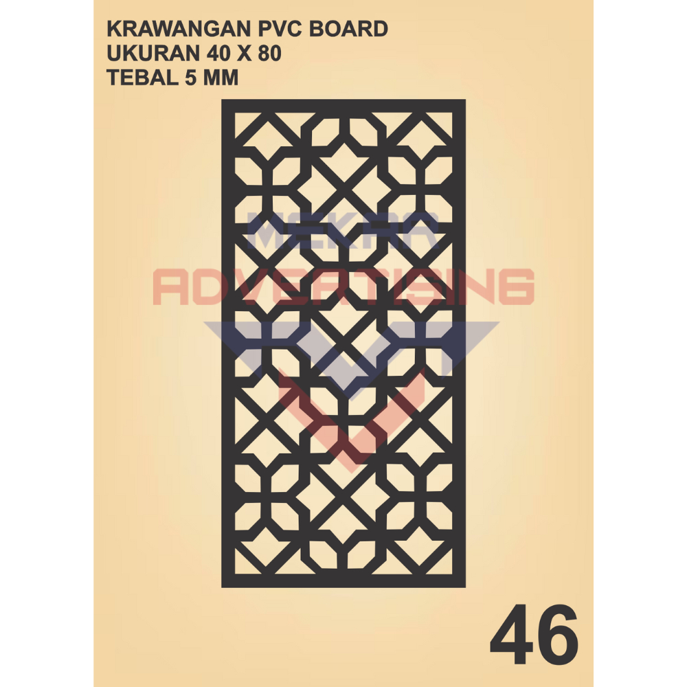 KRAWANGAN PVC BOARD HITAM  / ORNAMEN PVC FOAM BOARD HITAM TEBAL 5MM MODEL 46 UKURAN 40X80